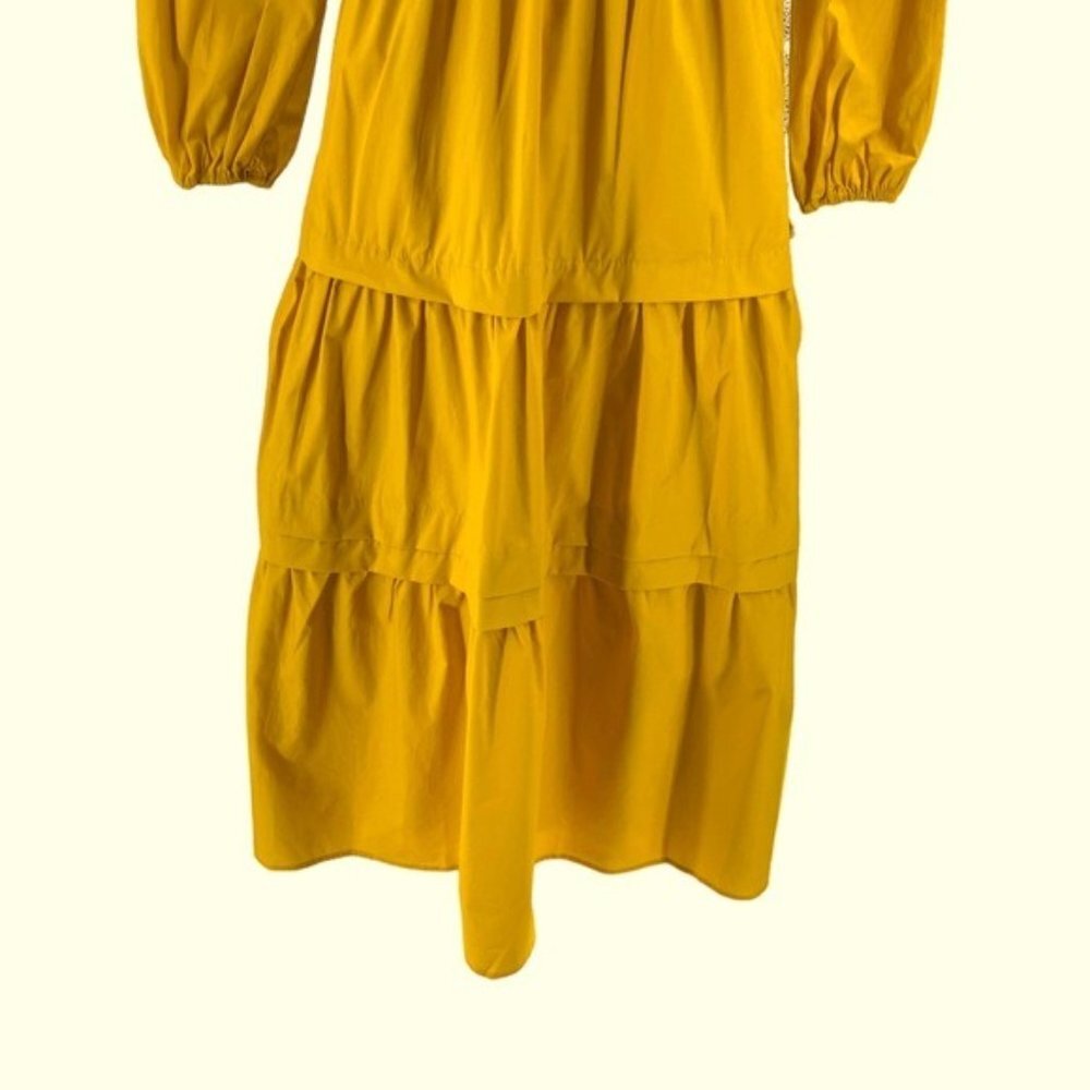 NEW Petal & Pup Mariga Long Sleeve Frill Shoulder Midi Dress in Marigold Size M - Picture 7 of 12